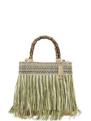 La Milanesa Calla Medium Handbag – Green Fringe (Handbag)