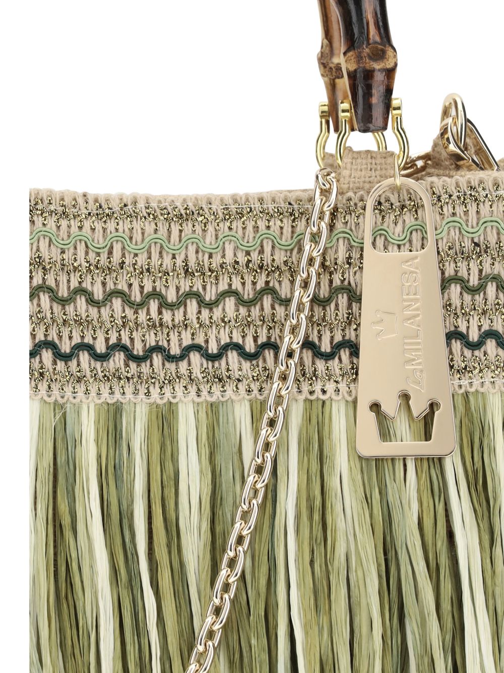 La Milanesa Calla Medium Handbag – Green Fringe (Handbag)