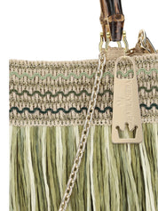 La Milanesa Calla Medium Handbag – Green Fringe (Handbag)