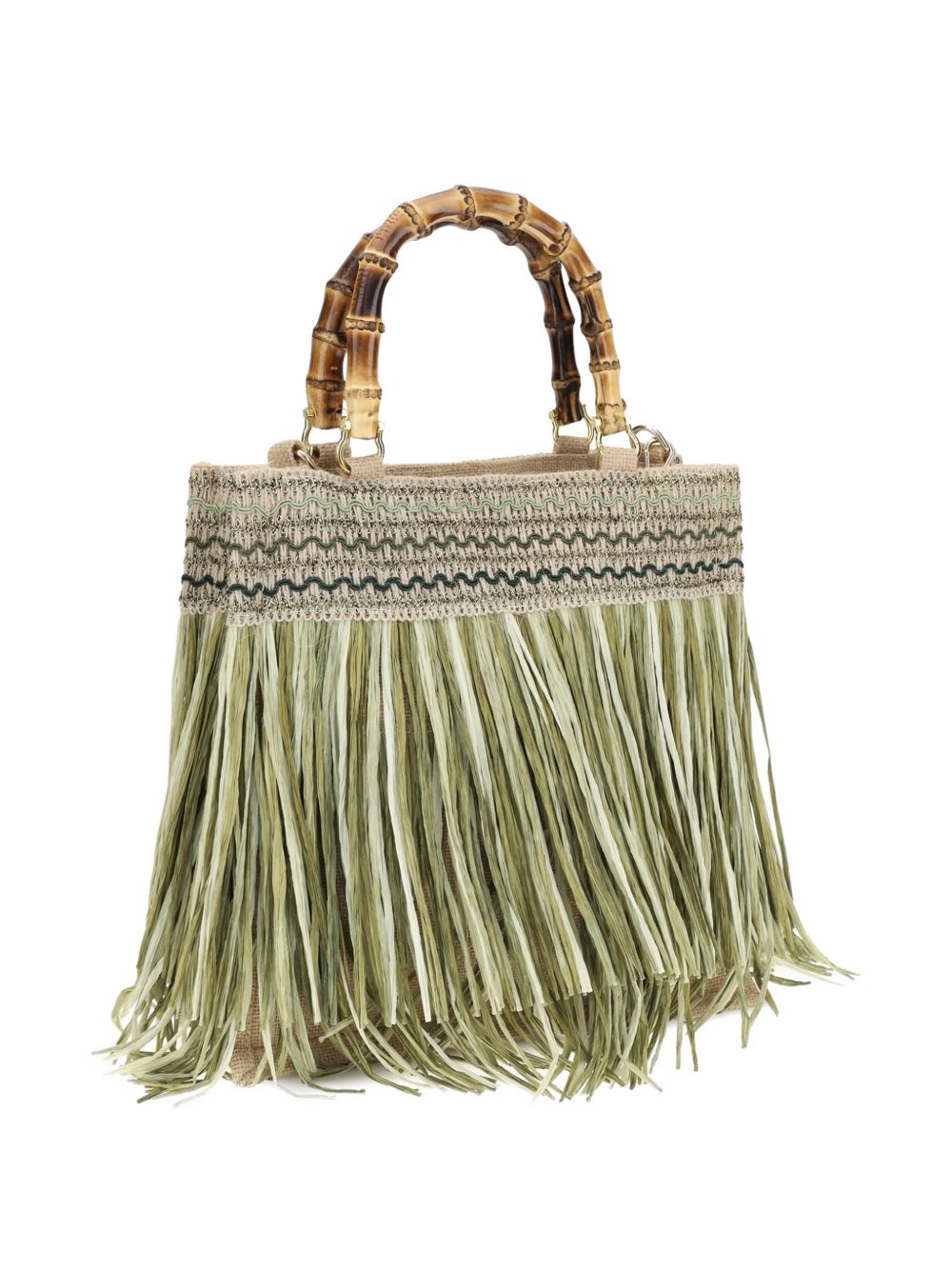 La Milanesa Calla Medium Handbag – Green Fringe (Handbag)