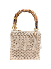 La Milanesa Flora Handbag — Beige Fringe Shoulder Bag