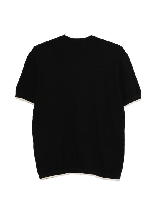 Emporio Armani Cotton Knitted T‑Shirt – Black Topwear
