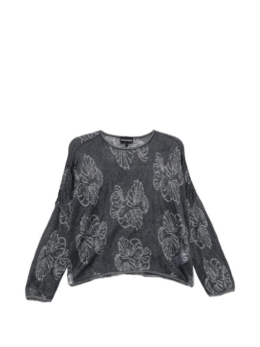 Emporio Armani Sweaters — Blue Floral Crewneck (Women)