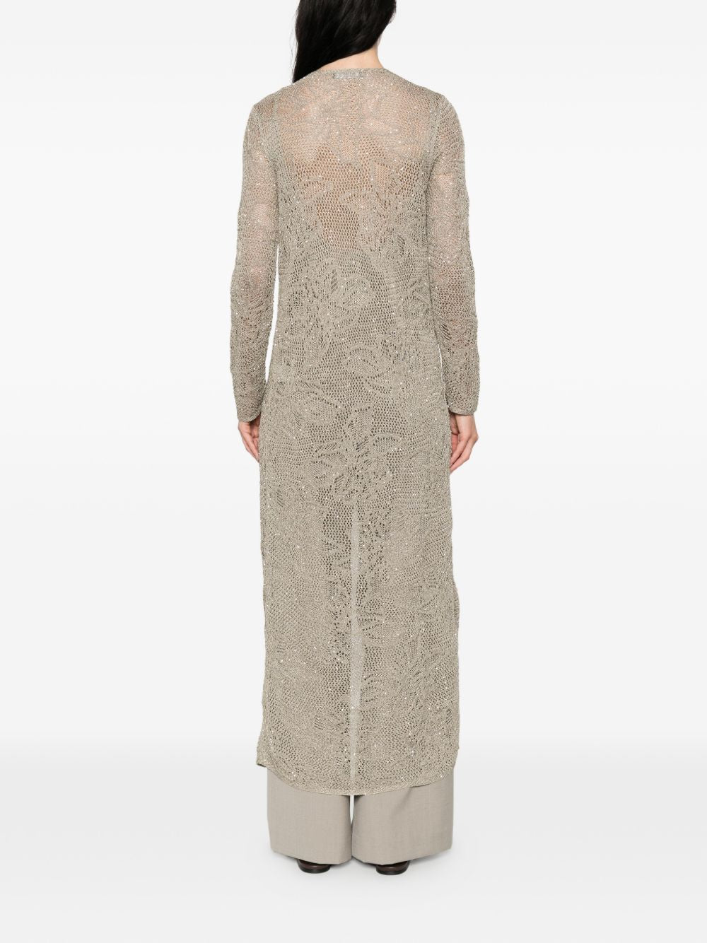 Fabiana Filippi Tie-Detail Long Cardigan — Khaki Topwear