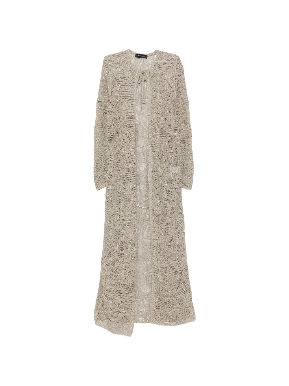 Fabiana Filippi Tie-Detail Long Cardigan — Khaki Topwear
