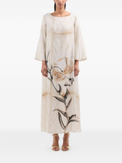 Pierre Louis Mascia Printed Silk Dress — Beige Floral