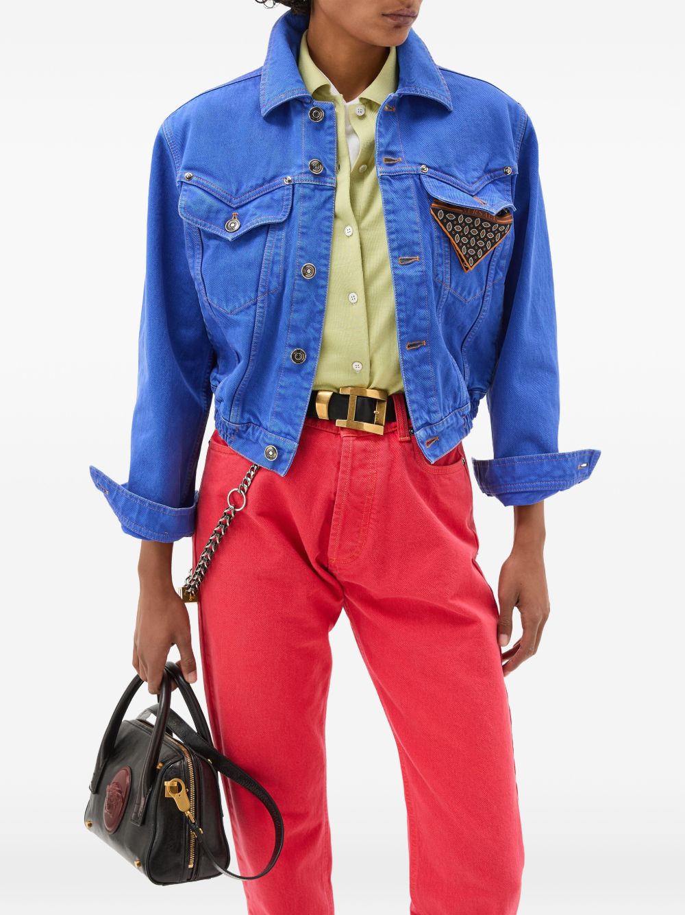 Versace Denim Cotton Jacket for Women - Sky Blue