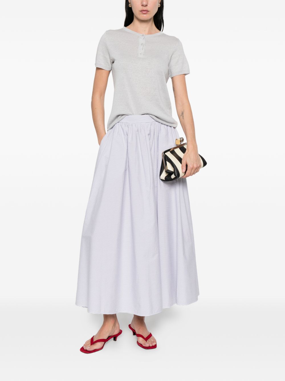 Base Linen & Cotton T‑Shirt — Grey Topwear