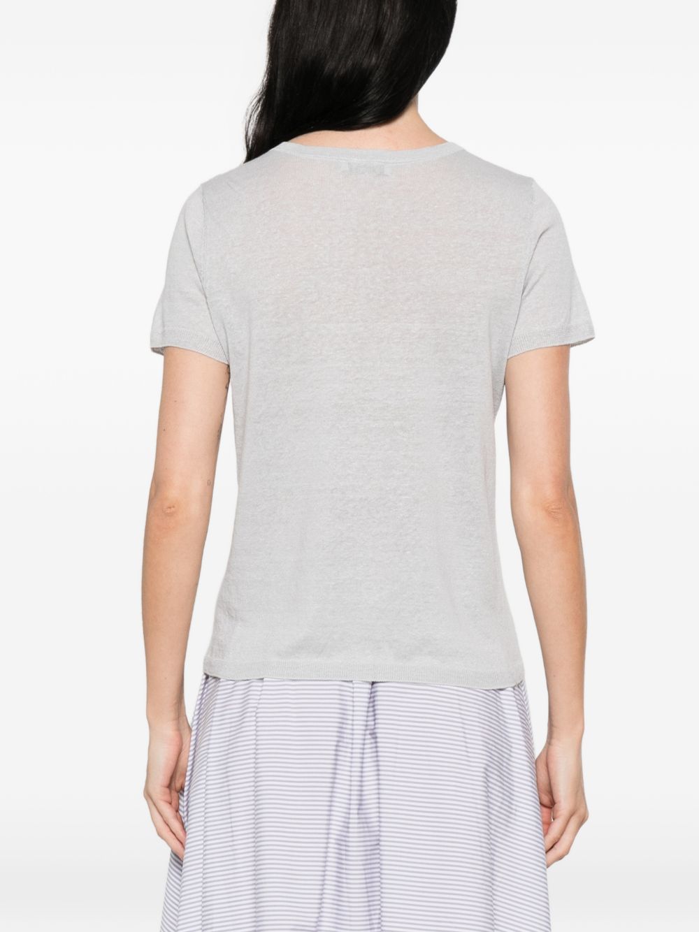 Base Linen & Cotton T‑Shirt — Grey Topwear