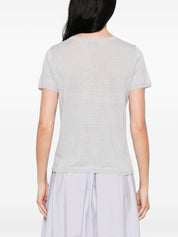 Base Linen & Cotton T‑Shirt — Grey Topwear
