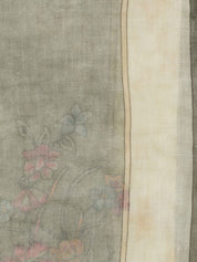 Faliero Sarti Chantal Wool Scarf — Grey Floral Embroidered