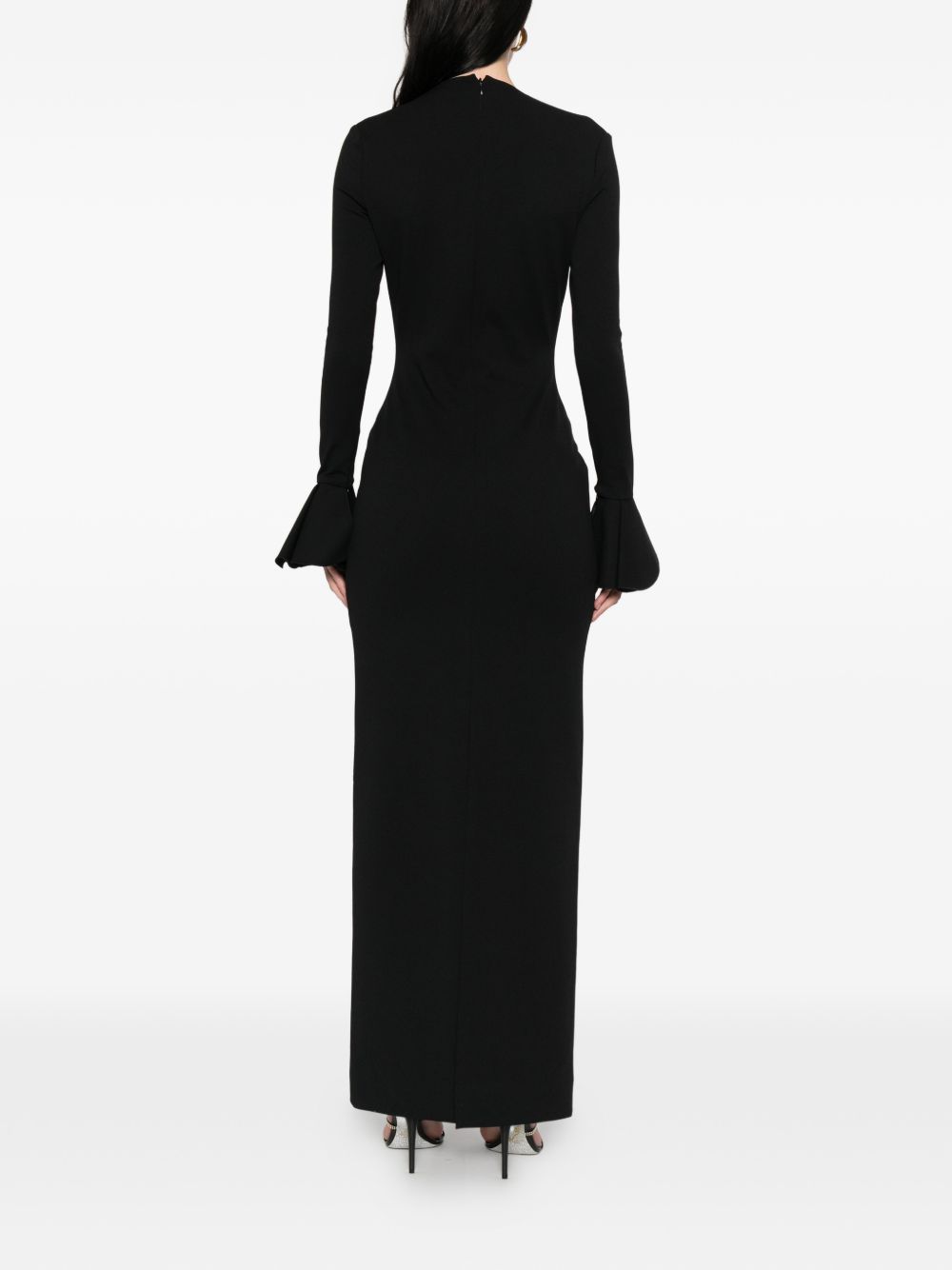 Solace London Hutton Maxi Dress — Black V‑Neck