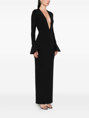 Solace London Hutton Maxi Dress — Black V‑Neck