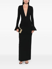 Solace London Hutton Maxi Dress — Black V‑Neck