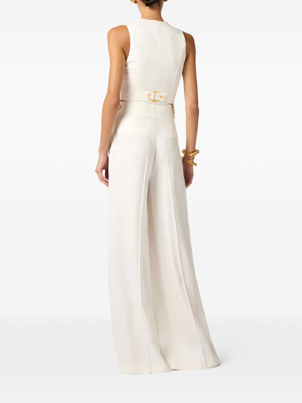 Elisabetta Franchi Linen Blend Vest — Ivory Topwear