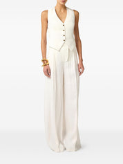 Elisabetta Franchi Linen Blend Vest — Ivory Topwear