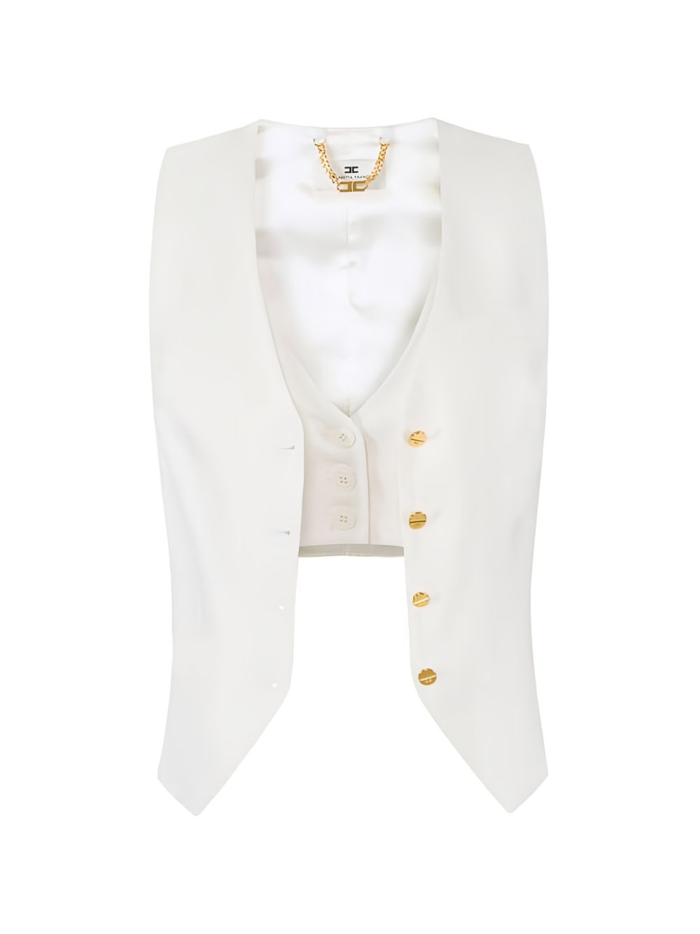 Elisabetta Franchi Linen Blend Vest — Ivory Topwear
