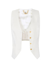 Elisabetta Franchi Linen Blend Vest — Ivory Topwear