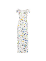 Alice + Olivia V-neck ruffles slit Tara printed long dress