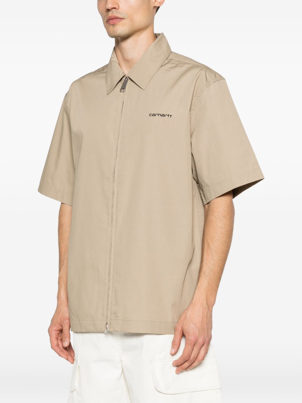 Carhartt Wip Main Cotton Shirt for Men — Beige, Zip