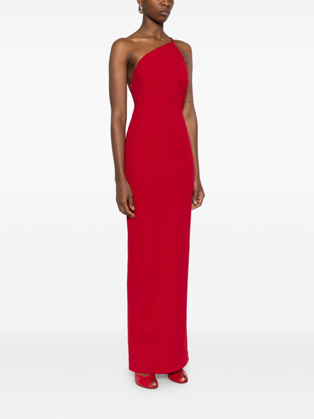 Solace London Alexandra Maxi Dress — Red One-Shoulder