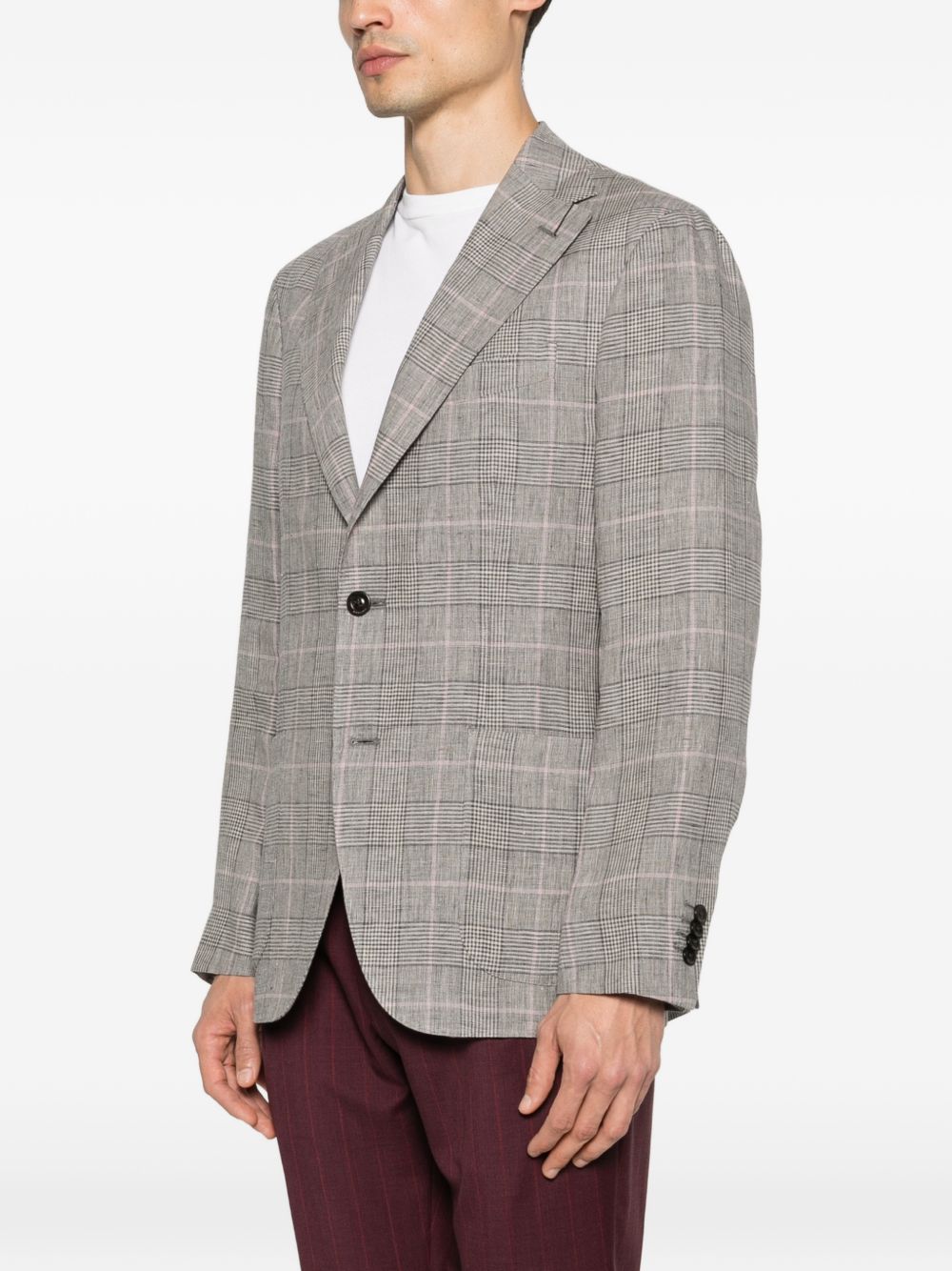 Boglioli Line Double-Breasted Jacket — Grey Check, Men