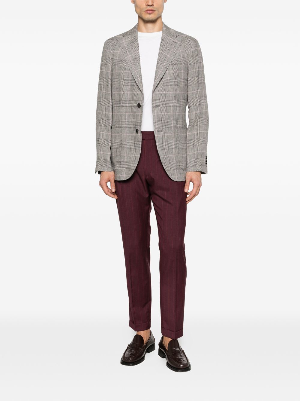 Boglioli Line Double-Breasted Jacket — Grey Check, Men