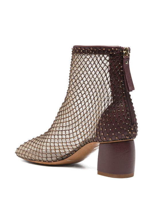 Forte Forte Strass Mesh Ankle Boots — Brown 2026