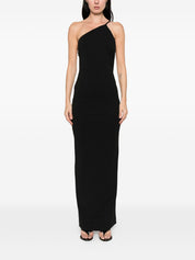Solace London Alexandra Maxi Dress — Black Asymmetric
