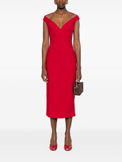 Solace London Dresses — V‑Neck Monica Midi (Red)