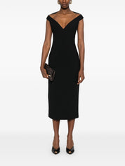 Solace London Dresses — V‑Neck Monica Midi (Black)