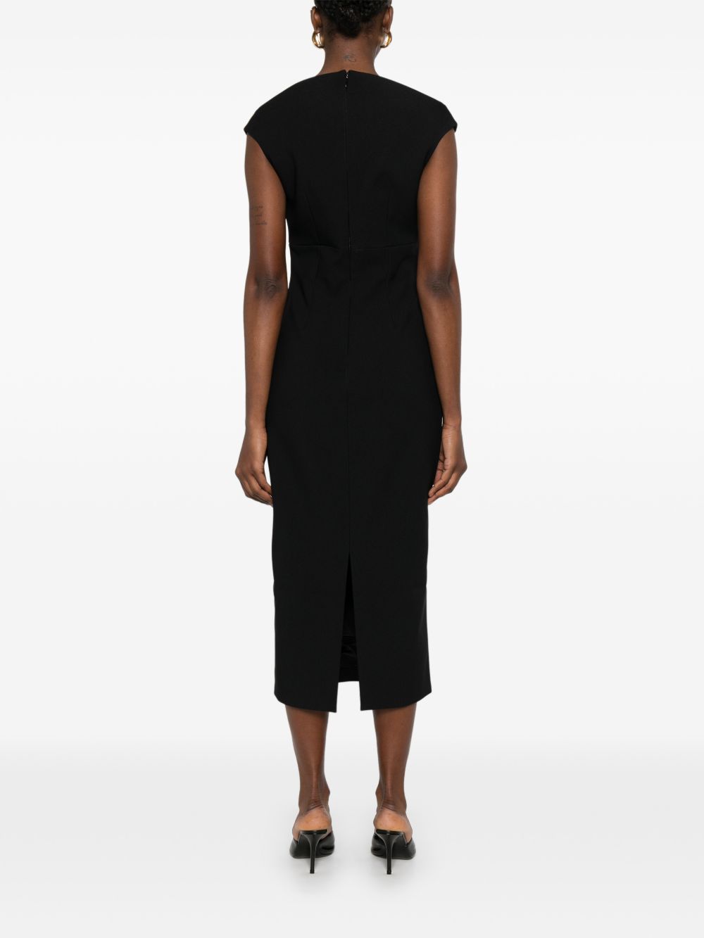 Solace London Dresses — V‑Neck Monica Midi (Black)