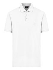 Giorgio Armani Piquet Cotton Polo Shirt — White Topwear