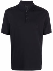 Giorgio Armani Piquet Cotton Polo Shirt - Navy Blue