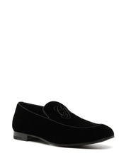 Giorgio Armani Embroidered logo velvet loafers