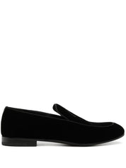 Giorgio Armani Embroidered logo velvet loafers
