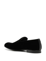 Giorgio Armani Embroidered logo velvet loafers