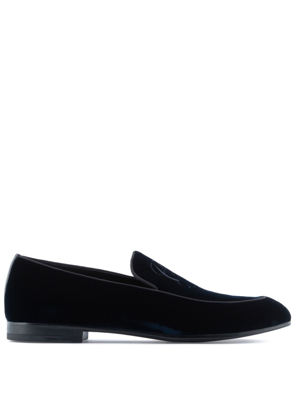 Giorgio Armani Velvet Embroidered Moccasins for Men