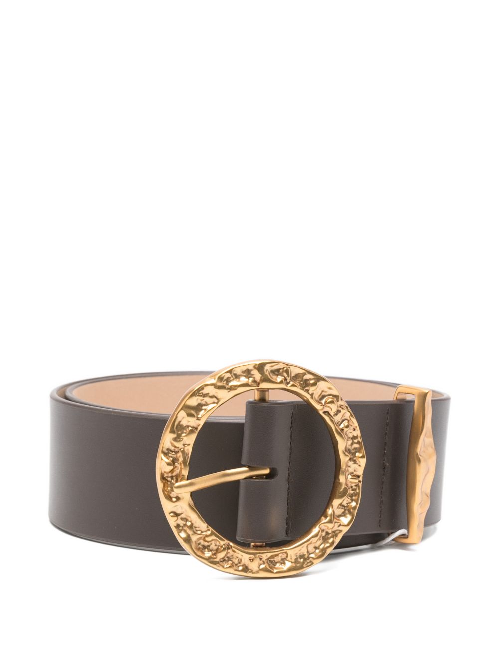Zimmermann Solena Belt — Brown Textured Leather, Gold Buckle