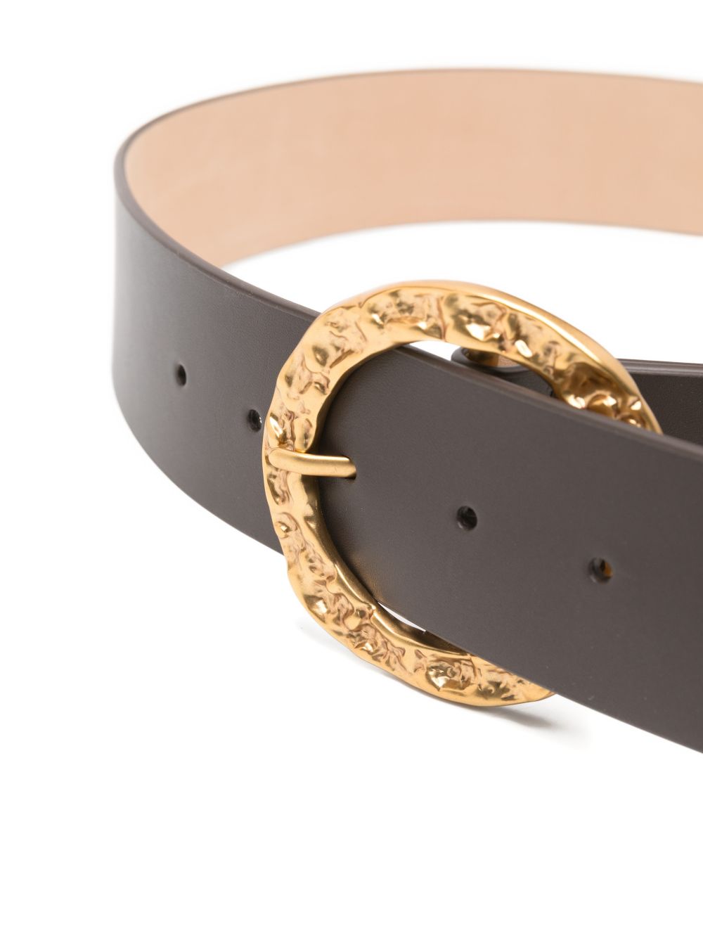 Zimmermann Solena Belt — Brown Textured Leather, Gold Buckle