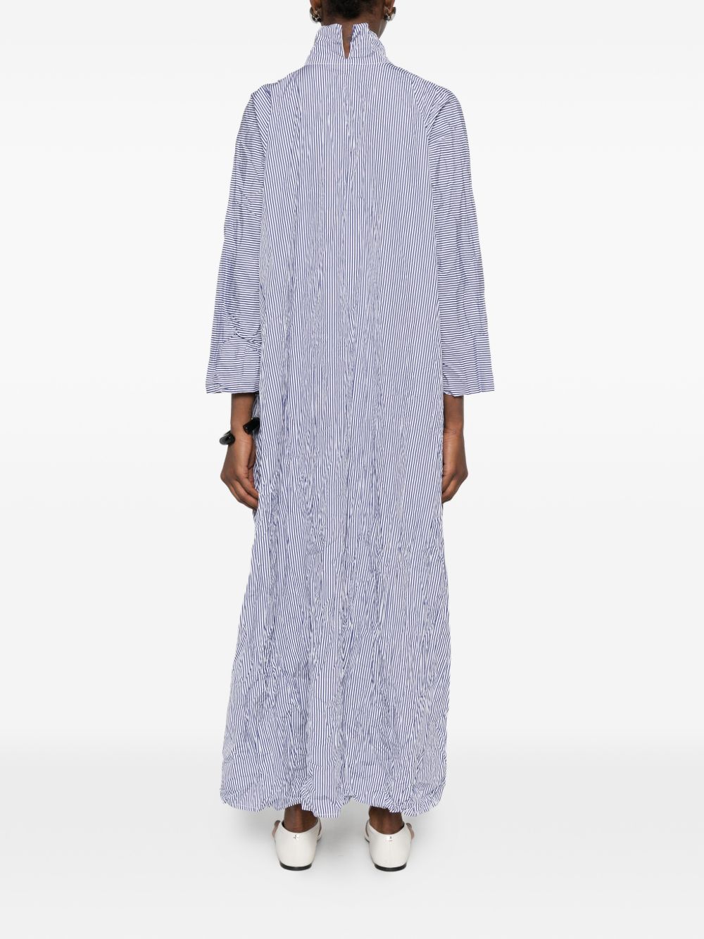 Daniela Gregis Cotton Midi Dress — White/Blue Stripes