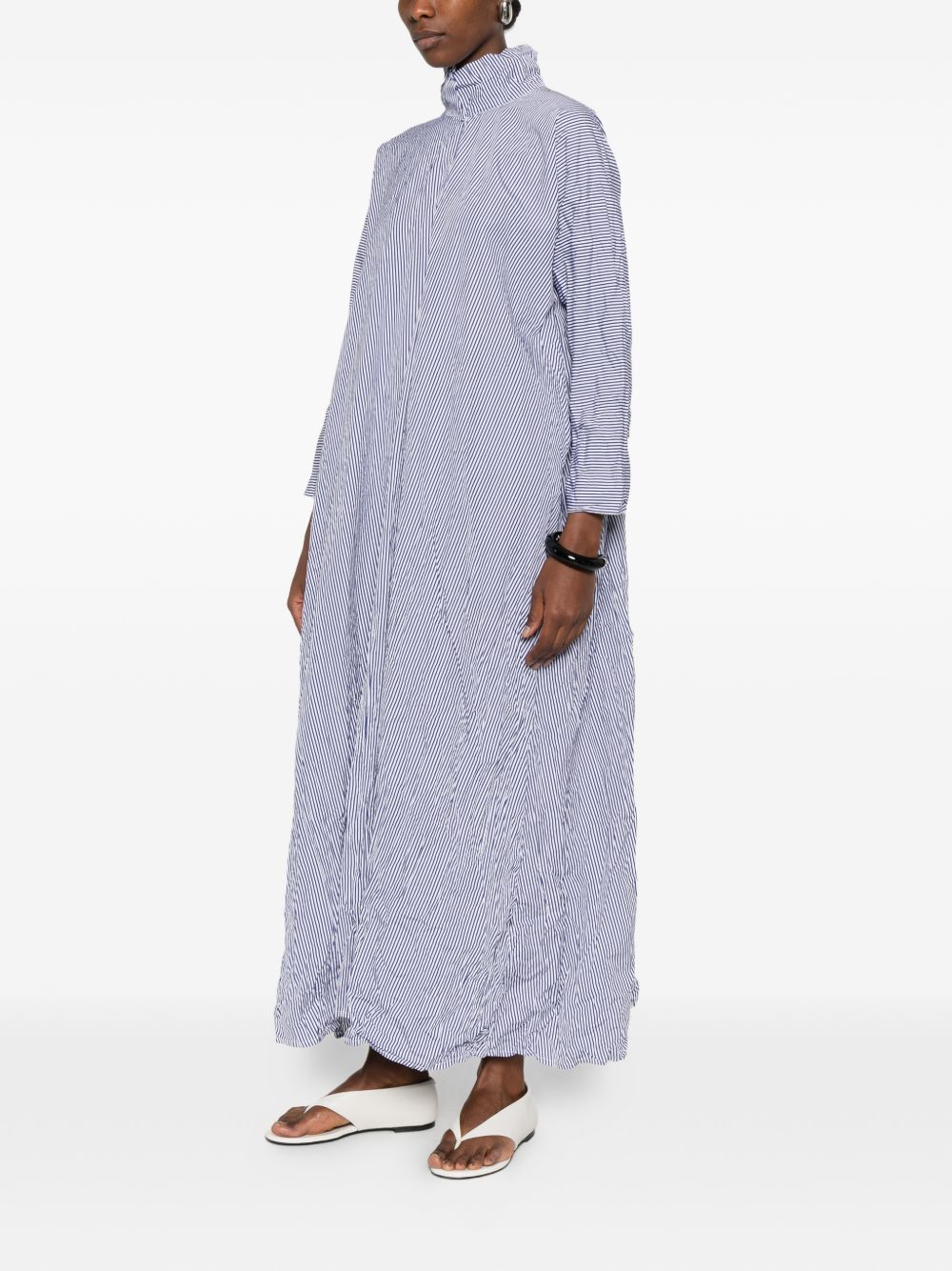 Daniela Gregis Cotton Midi Dress — White/Blue Stripes