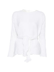 Daniela Gregis Cotton Shirt — White Textured Tie Detail