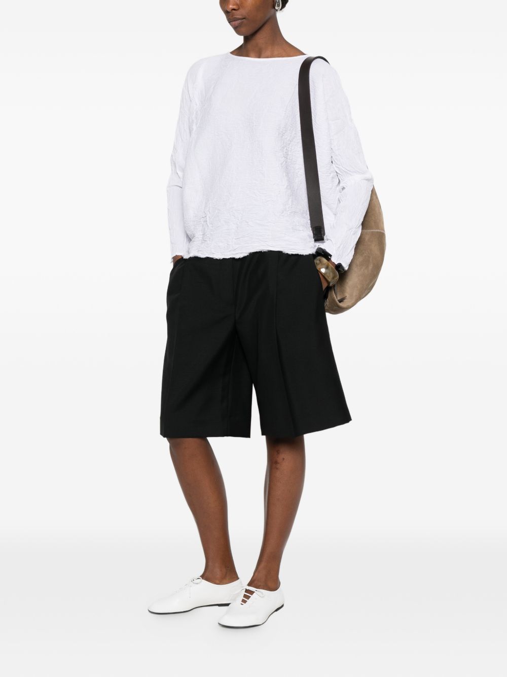 Daniela Gregis Cotton Shirt — White Textured Tie Detail