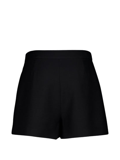 Valentino Shorts — Black VLogo Wool-Silk Shorts