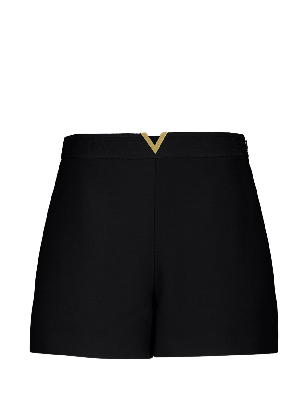 Valentino Shorts — Black VLogo Wool-Silk Shorts