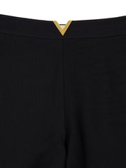 Valentino Shorts — Black VLogo Wool-Silk Shorts