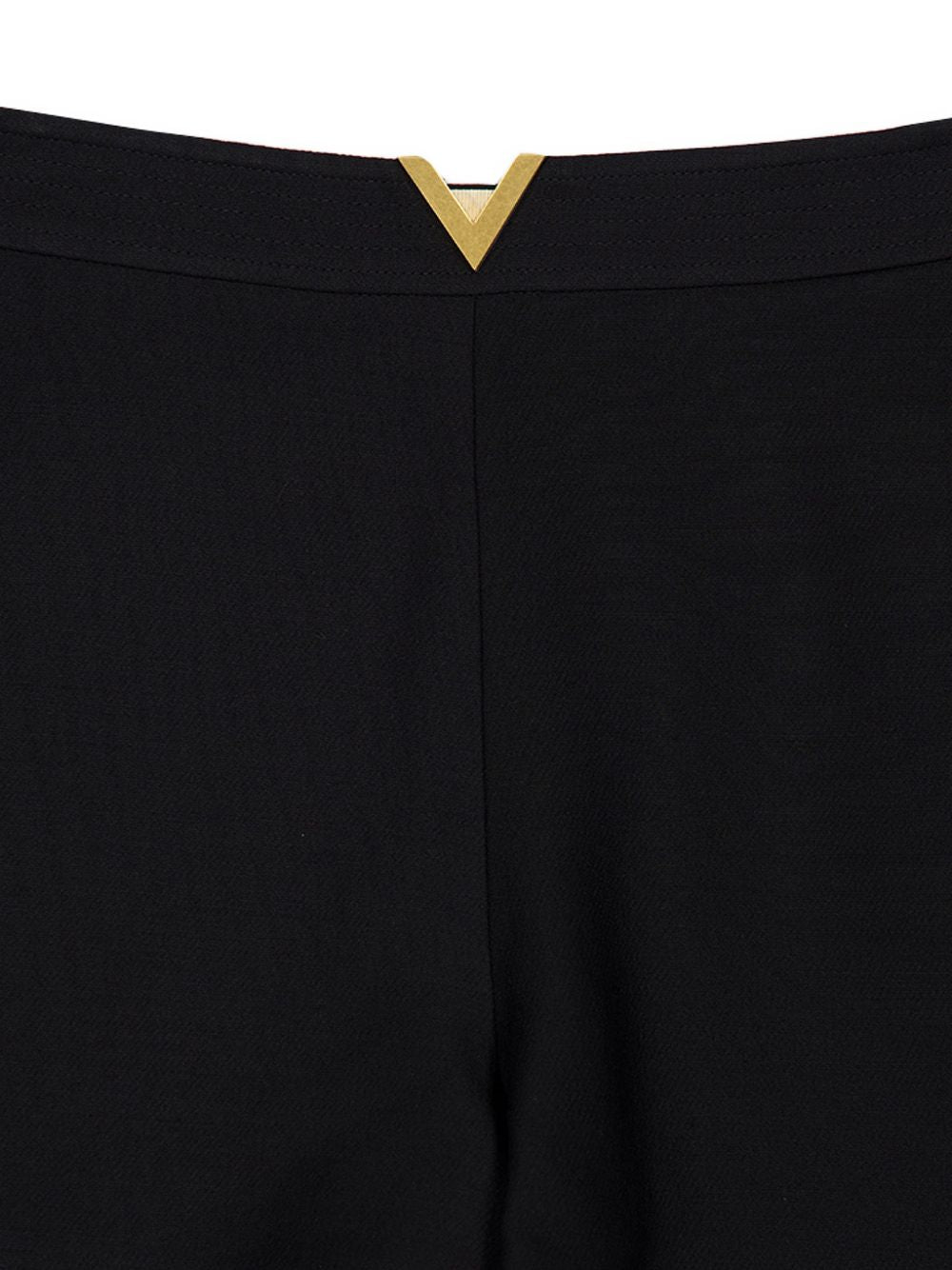 Valentino Shorts — Black VLogo Wool-Silk Shorts