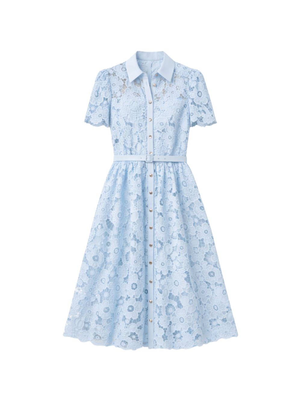 Self‑Portrait Lace Midi Dress — Azzurro Collared Lace (55cm)
