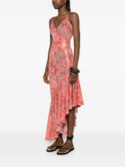 Etro Printed Asymmetric Dress — Orange Paisley, New In
